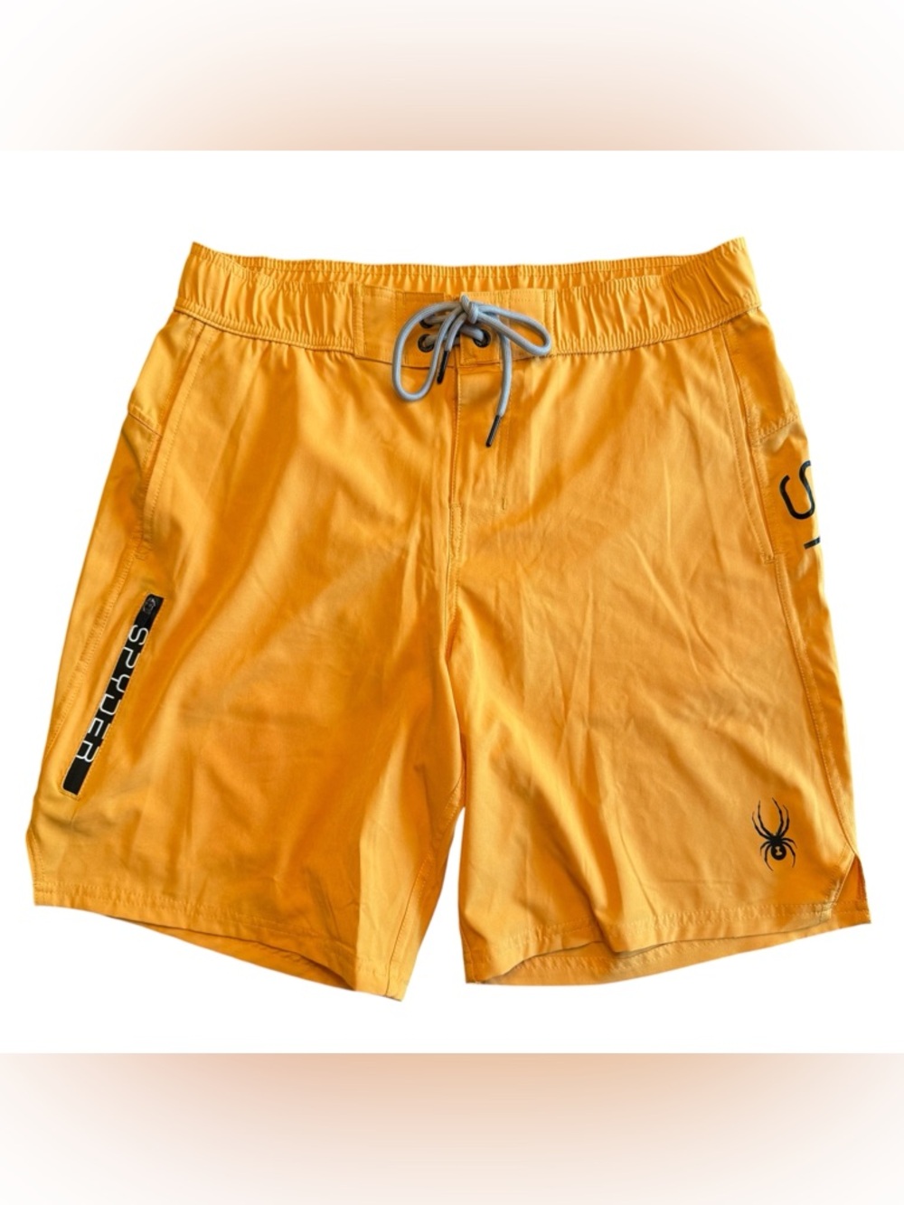 Spyder Men's Light Orange Swim Board Shorts with Gray Drawstring